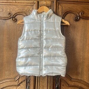 Derek Heart Size 10/12 Kid Reversible Silver to White Faux Fur Vest